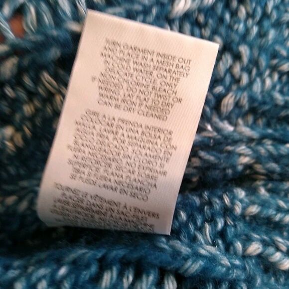 CABI Astral Chunky Cardigan Sweater Oversize Boxy Cable Knit Blue/White Marled M - Picture 11 of 12